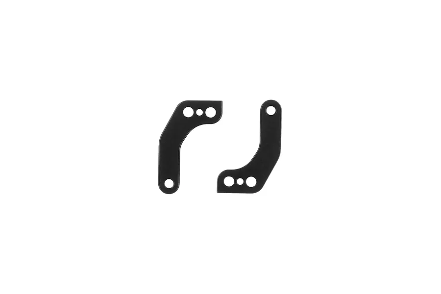 Two black metal steering block arms for an RC car, shown against a white background.