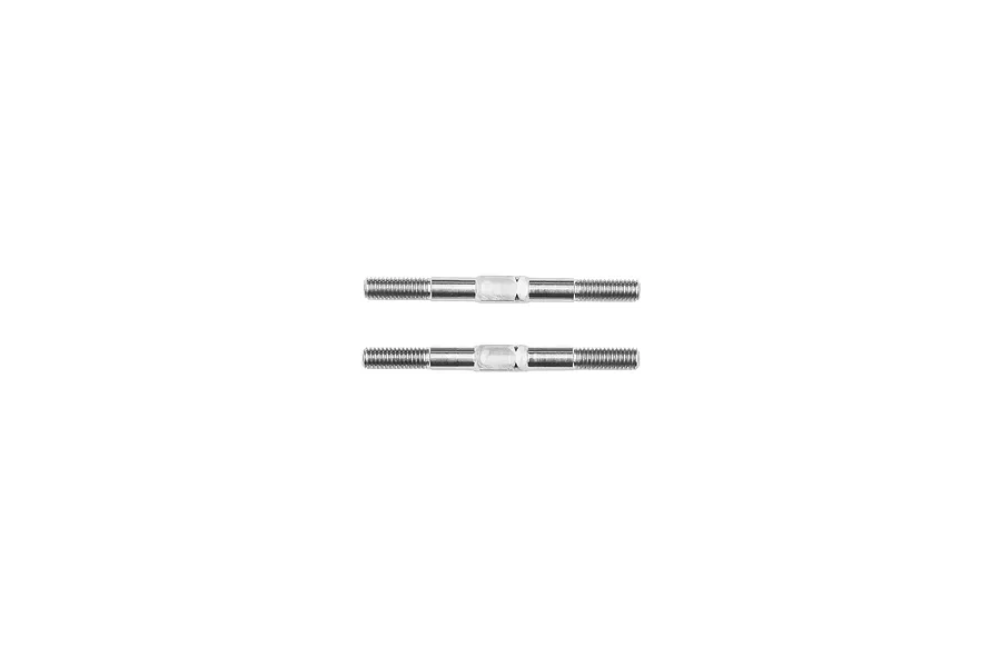 Two Factory Team titanium turnbuckles for RC cars, shown horizontally against a white background.