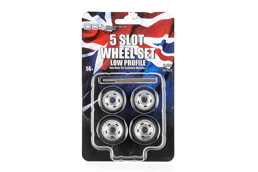 DDA 1/24 Low Profile 5 Slot Scaled Plastic Model Wheel Set 4Pcs image 124188