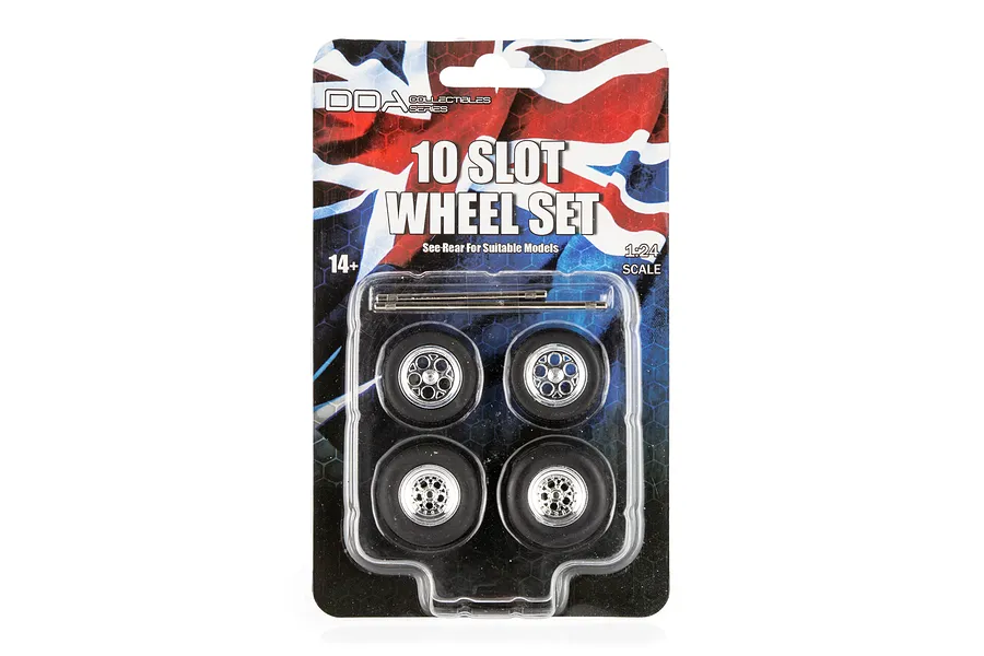 DDA 1/24 10 Slot Scaled Plastic Model Wheel Set 4Pcs - Chrome image 124222