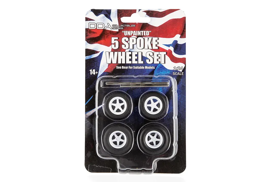 DDA 1/24 5 Spoke Scaled Plastic Model Wheel Set 4Pcs - Unpainted image 124228