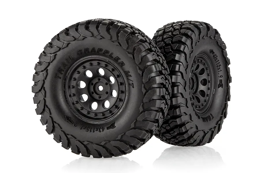 RGT 1/10 Intruder Tyres on Black Rims 2Pcs - Glued Wheels image 124233