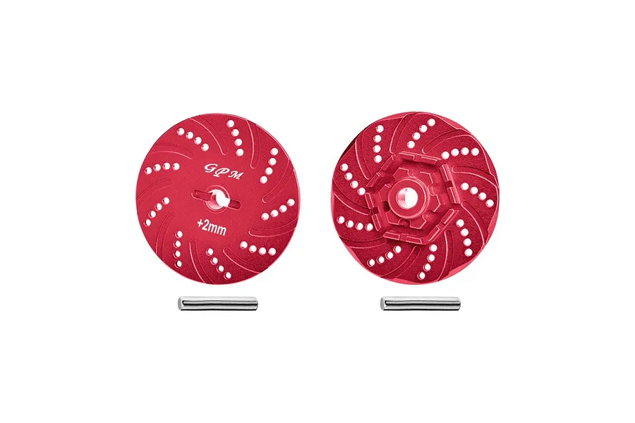GPM Aluminium 17mm Brake Disc Wheel Hex +2mm Adapters 2Pcs with Pins - Red image 124672