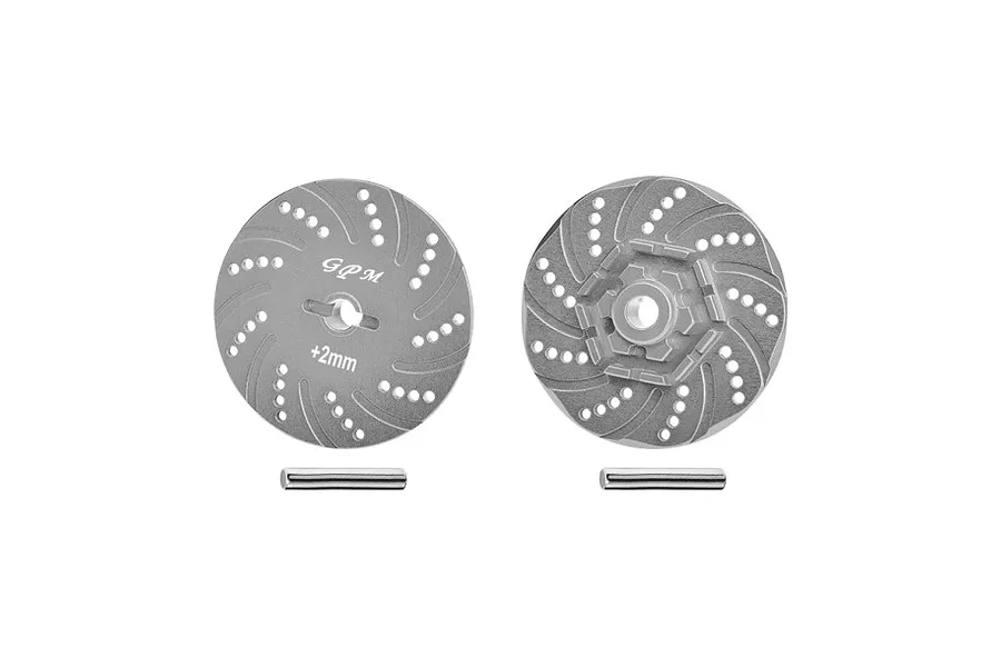 GPM Aluminium 17mm Brake Disc Wheel Hex +2mm Adapters 2Pcs with Pins - Grey Silver image 124673