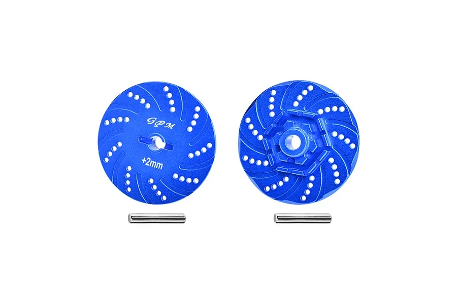 GPM Aluminium 17mm Brake Disc Wheel Hex +2mm Adapters 2Pcs with Pins - Blue image 124674