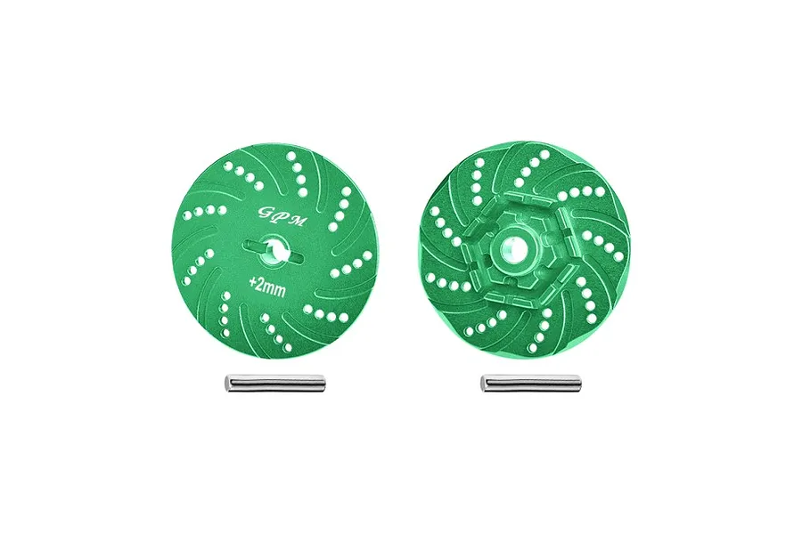 GPM Aluminium 17mm Brake Disc Wheel Hexes +2mm Adapters 2Pcs - Green image 124675