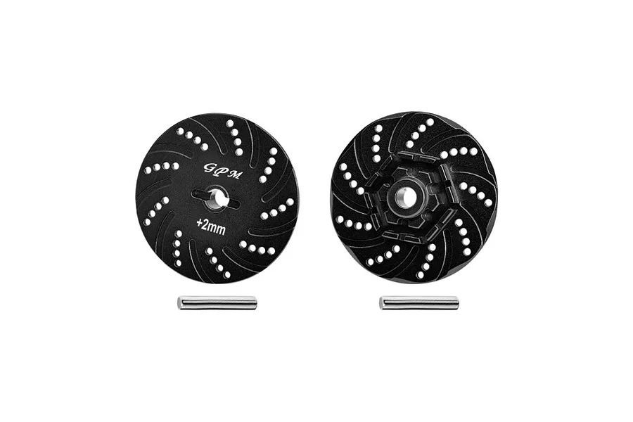 GPM Aluminium 17mm Brake Disc Wheel Hex +2mm Adapters 2Pcs with Pins - Black image 124676