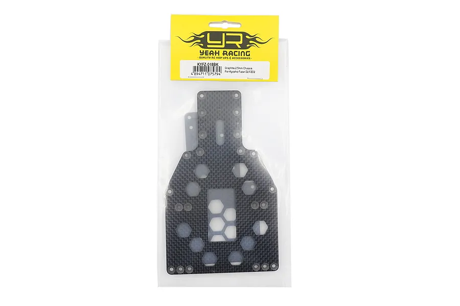 Yeah Racing graphite 2.5mm chassis plates for Kyosho Fazer D2 in original retail packaging.