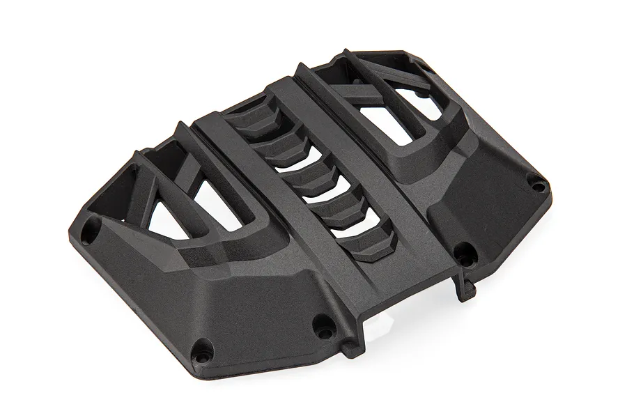 A black plastic rear upper cover for a Xinlehong RC car, featuring a vented design with mounting holes.