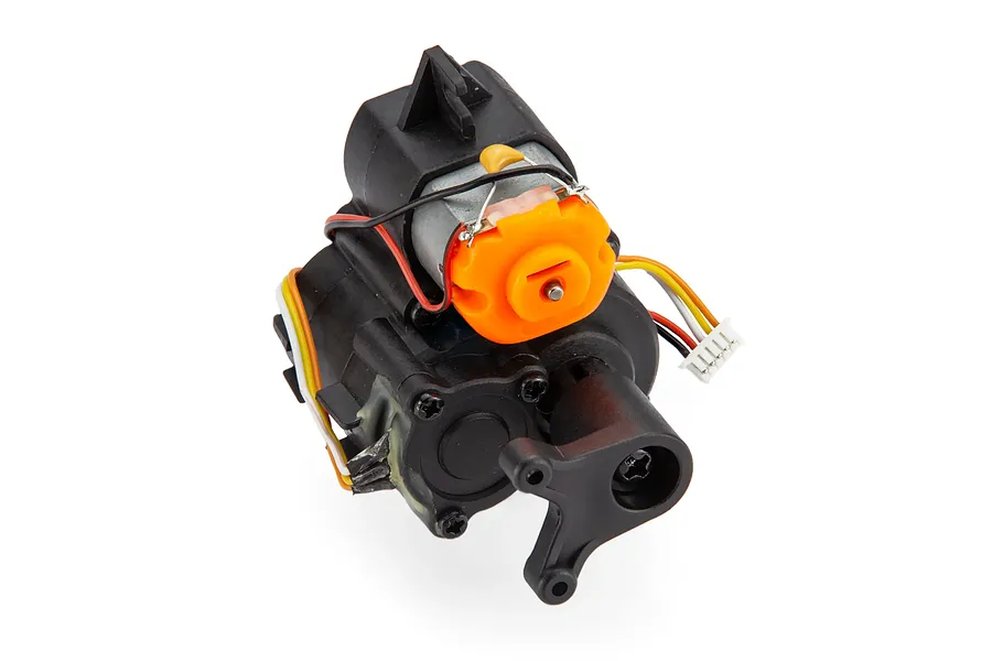 Xinlehong V2 steering servo assembly featuring a black plastic housing, an orange motor end cap, and a multi-colored wiring harness with a connector.