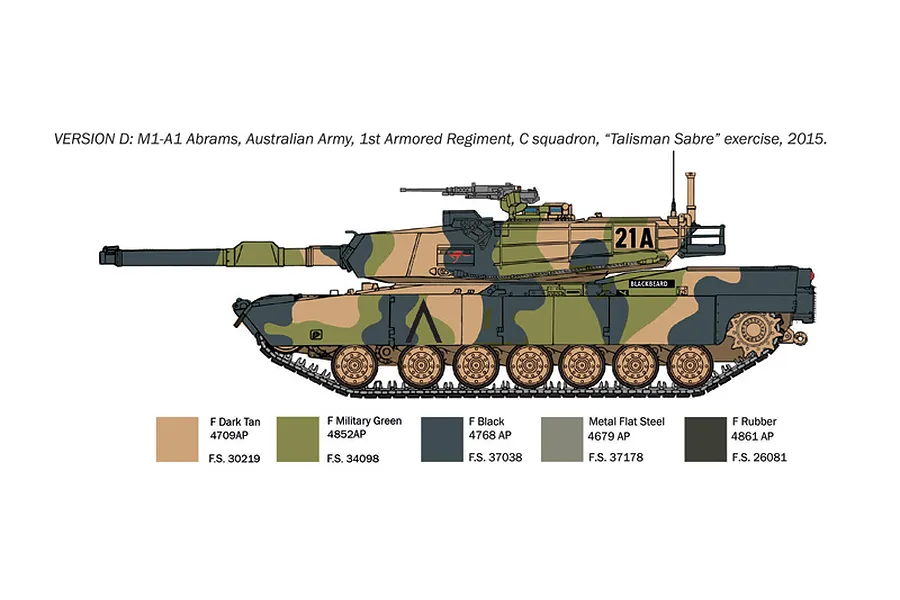Italeri 1/35 M1A1 Abrams with Australian Decals Tank Scaled Plastic Model Kit - War Thunder image 126313