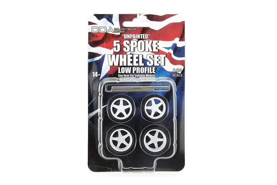 DDA 1/24 Low Profile 5 Spoke Scaled Plastic Model Wheel Set 4Pcs - Unpainted image 126637