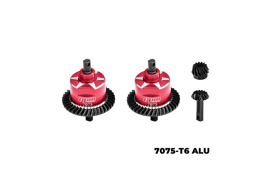 GPM Steel &amp;amp; Aluminium Front &amp;amp; Rear Complete Differential Set - Red image 126980
