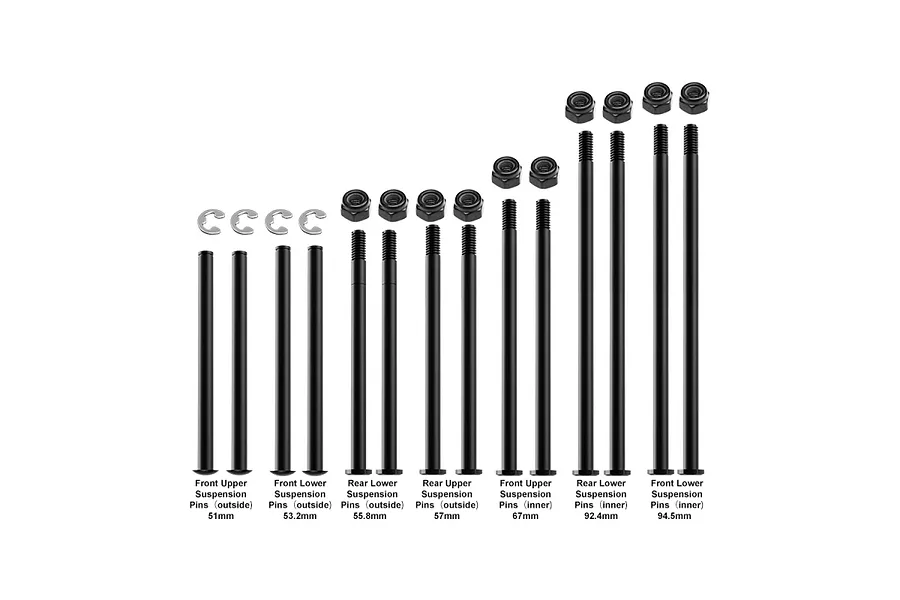 GPM Steel Front &amp;amp; Rear Suspension Pin Set - Black image 127112