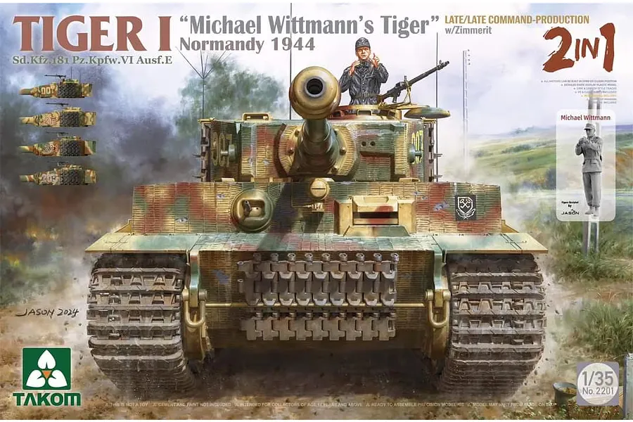 Takom 1/35 Tiger I Sd.Kfz.181 PZ.Kpfw.VI Ausf.E &amp;quot;Michael Wittman&amp;#039;s Tiger&amp;quot; Normandy 1944 Late/Late Command-Production w/ Zimmerit (2 in 1) Scaled Plastic Model Kit image 127489