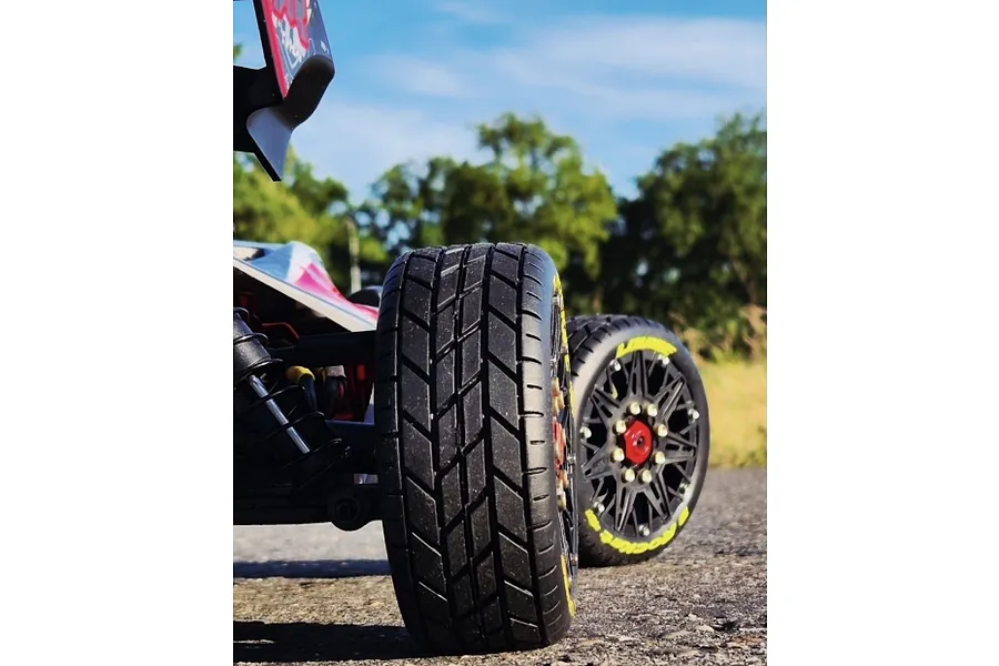 Louise 1/8 B-Rocket (Soft) 0/12mm Offset Buggy Tyres on Black Rims - Glued Wheels 2Pcs image 127498