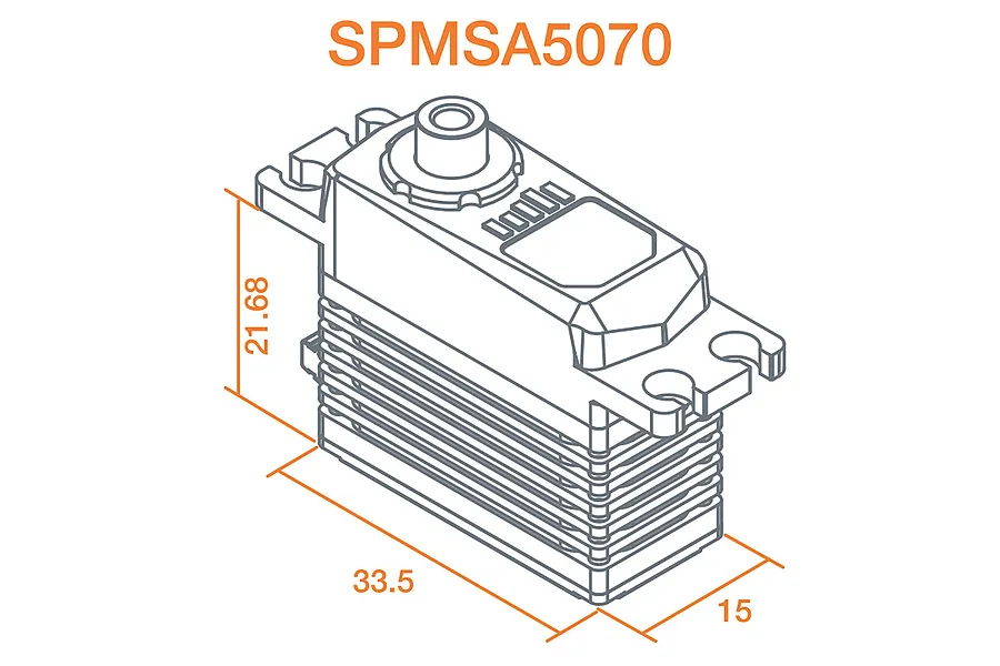 A technical line drawing of a Spektrum SPMSA5070 servo showing its dimensions in millimeters.