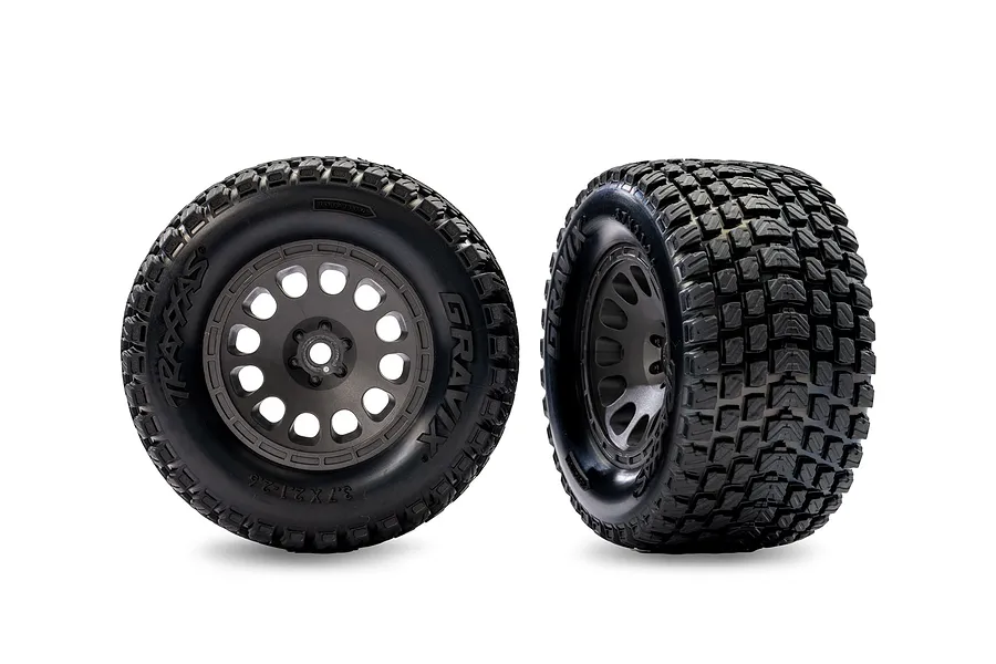 Traxxas 2.1/2.6&amp;quot; Gravix Front Tyres on Grey Mini XRT Rims - Glued Wheels 2Pcs image 128040