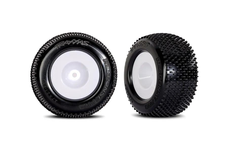 Traxxas 2.1/2.6&amp;quot; Response Pro (S1 Compound) Tyres on White Dish Rims - Glued Wheels 2Pcs image 128041
