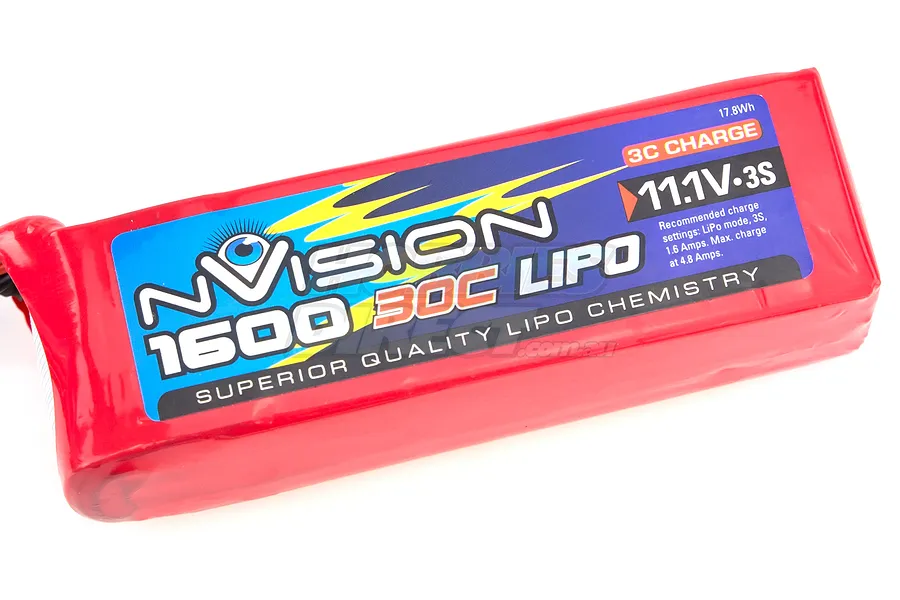 nVision 11.1V 1600mAh 30C Soft Case LiPo Battery image 12822