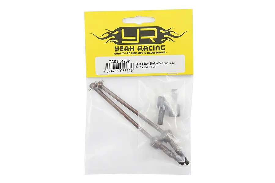 Yeah Racing TADT-012SP spring steel CVD driveshafts with G45 steel cup joints in original retail packaging.