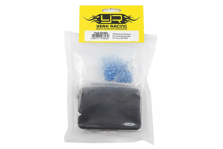 Yeah Racing Aluminium and Titanium Complete Screw Set with Mini Box - Blue image 128426