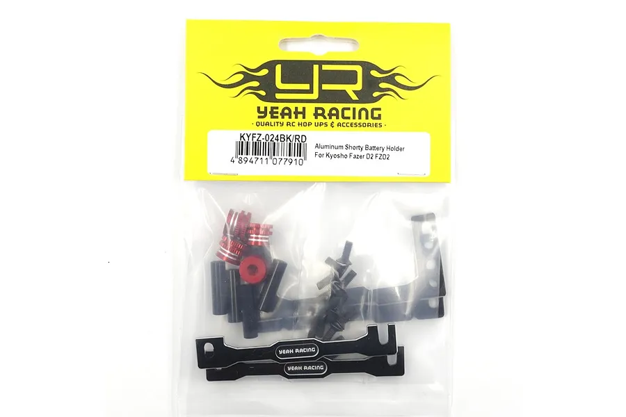 Yeah Racing Aluminium Shorty Battery Hold-Down Set - Black/Red image 2