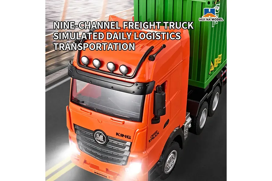 HuiNa 1317 RC Semi Truck Electric 4WD 1/18 Scale RTR - Orange/Green image 128584