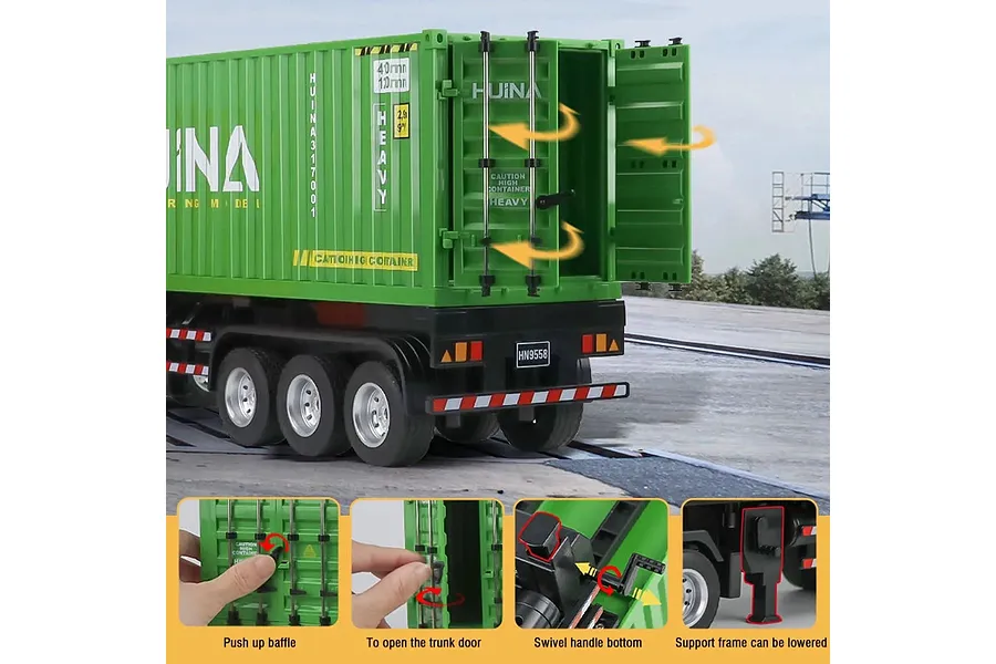HuiNa 1317 RC Semi Truck Electric 4WD 1/18 Scale RTR - Orange/Green image 128586