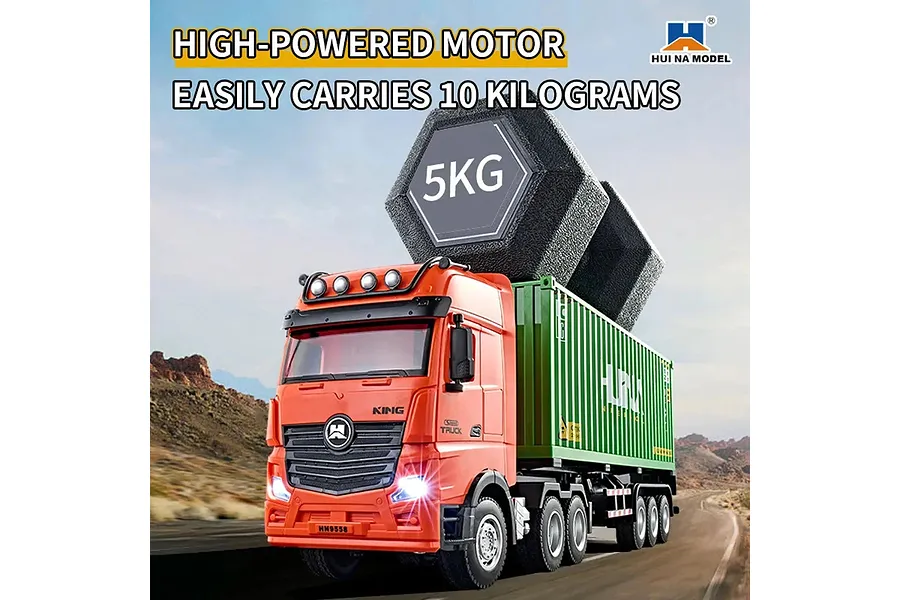 HuiNa 1317 RC Semi Truck Electric 4WD 1/18 Scale RTR - Orange/Green image 128587