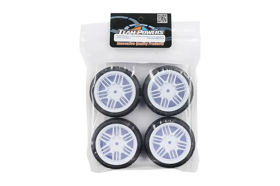 Team Powers 1/10 34R Treaded Tyres on Spoked Rims - Glued Wheels 4Pcs image 128661