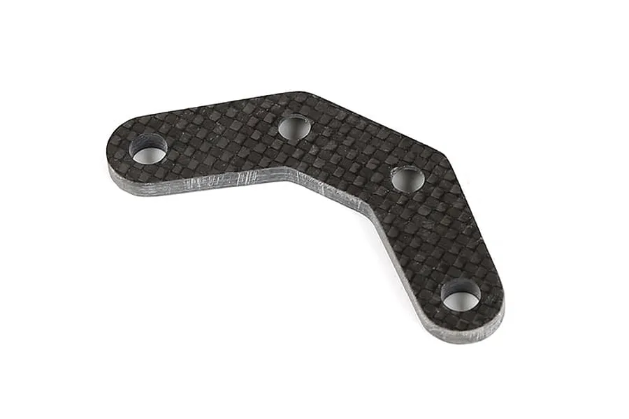 A V-shaped carbon fibre suspension pin brace with four mounting holes, isolated on a white background.