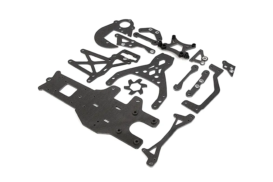Rovan Carbon Fibre Shock Tower, Mount, Brace and Brake Disc Fin Set image 128771