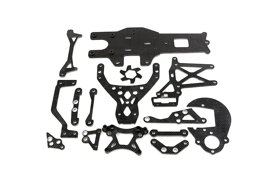 Rovan Carbon Fibre Shock Tower, Mount, Brace and Brake Disc Fin Set image 128773