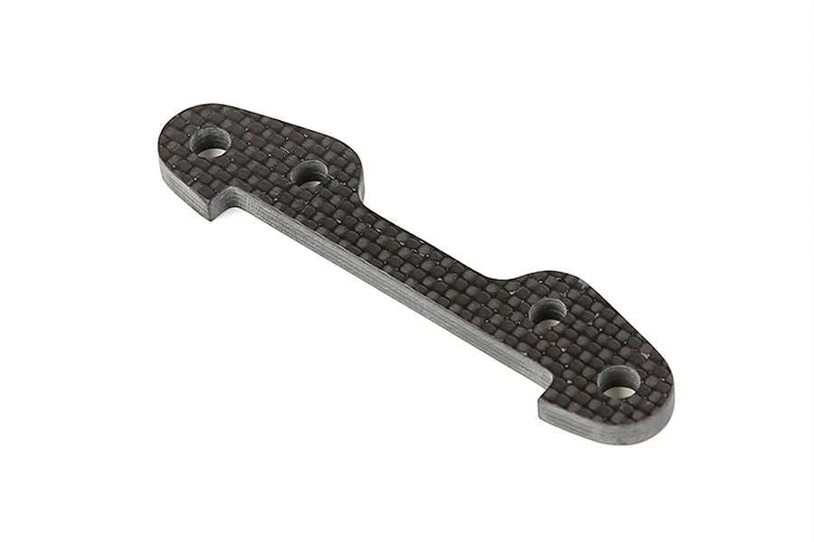 A Rovan carbon fibre front lower suspension arm pin brace with four mounting holes against a white background.