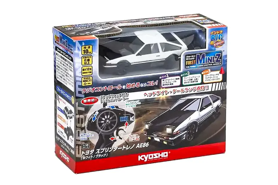 Kyosho First Mini-Z Toyota Sprinter Trueno AE86 RC Car Electric 2WD 1/28 RTR - White/Black image 129536