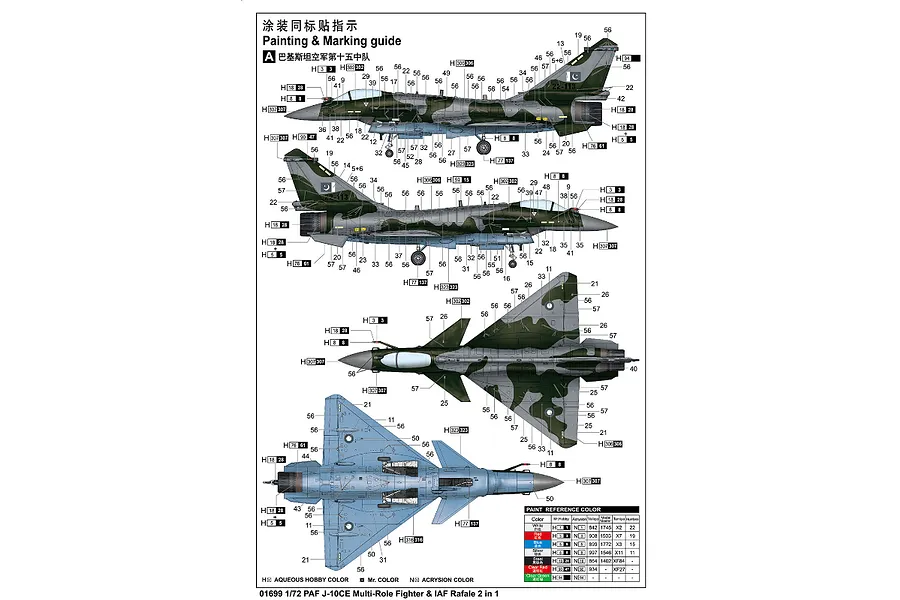 Trumpeter 1/72 PAF J-10CE Multi-Role and IAF Rafale Jet Fighters 2 in 1 Scaled Plastic Model Kit Set image 129604