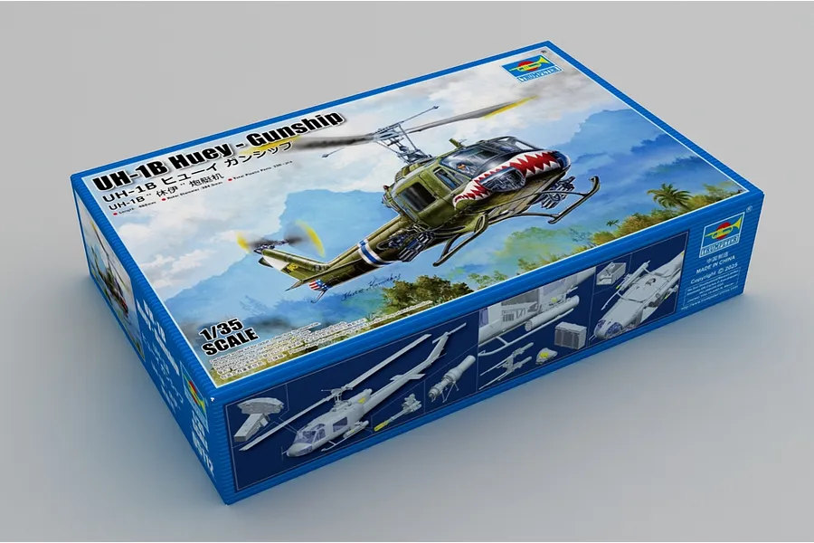 Trumpeter 1/35 UH-1B Huey - Gunship Helicopter Scaled Plastic Model Kit image 129606