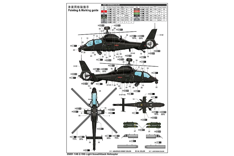 Trumpeter 1/48 Z-19G Light Scout/Attack Helicopter Scaled Plastic Model Kit image 129632