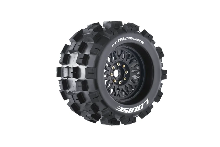 Louise 3.8&amp;quot; MT-Mcross (Sport Compound) Tyres on (1/2&amp;quot; Offset) Black Rims - Glued Wheels 2Pcs image 129709