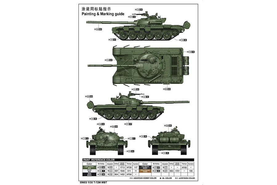 Trumpeter 1/35 T-72M MBT Tank Scaled Plastic Model Kit image 130151