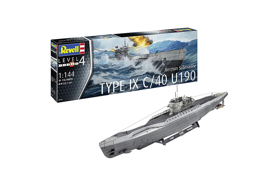 Revell 1/144 German Submarine Type IX C / 40 (U190) Scaled Plastic Model Kit image 130259
