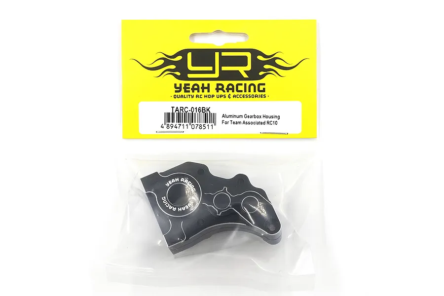 Yeah Racing black aluminium gearbox housing for Team Associated RC10 in original retail packaging.