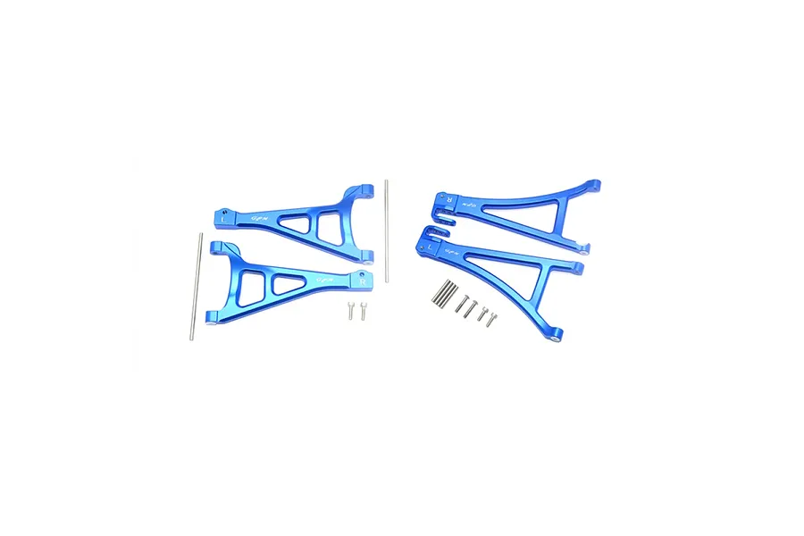 GPM Blue Aluminium E-Revo VXL 2.0 Front Upper &amp;amp; Lower Suspension Arm Set w/ Hardware image 130801