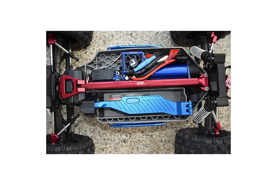 GPM Blue Aluminium 1/10 Hoss 4X4 VXL Centre Brace Bar &amp;amp; Mount w/ Hardware image 6
