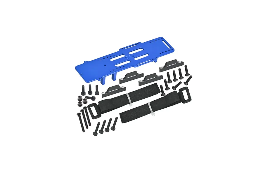 GPM Blue Aluminium Large Battery Tray w ESC &amp;amp; Receiver Mount image 130914
