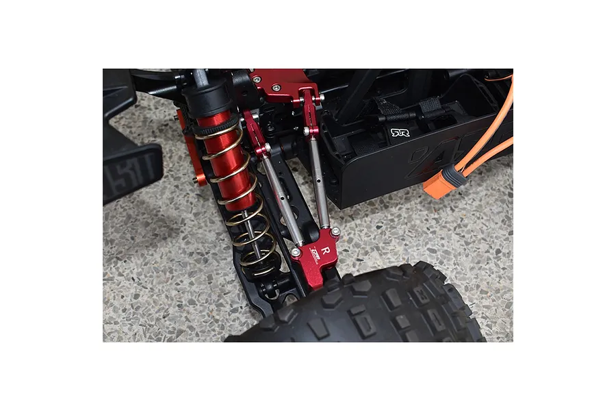 GPM Red Aluminium 1/5 Kraton 8S Rear Tie Rods w/ Stabiliser image 131075