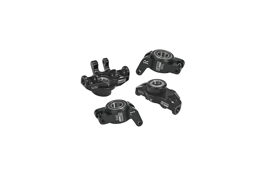 GPM Black Aluminium Steering &amp;amp; Rear Hubs 4Pcs w/ Larger Bearings image 131133