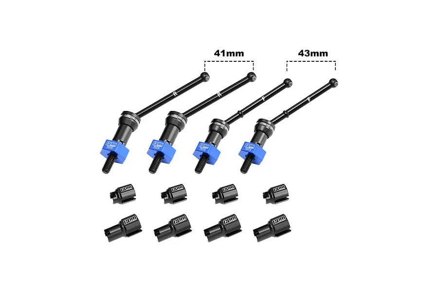 GPM 1/16 Carbon Steel Front and Rear CVD Driveshats with 12mm Hexes and Output Shafts 16Pcs - Blue image 131145