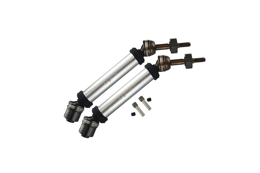 GPM Silver Hardened Steel &amp;amp; Aluminium Rear Universal CVD Drive Shafts 2Pcs w/ Spring Steel Wheel Hexes image 131368